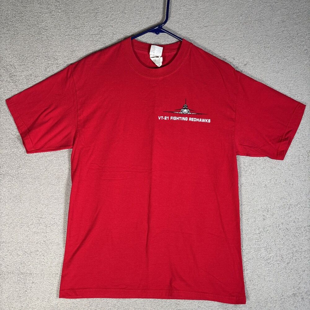 Vt-21 Fighting‎ RedHawks T Shirt Men’s Size M Red Double Sided Kingsville Navy